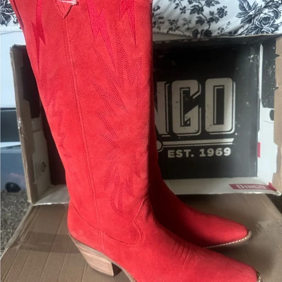 Dingo Red Heeled thunder road leather boots - Picture 2 of 8